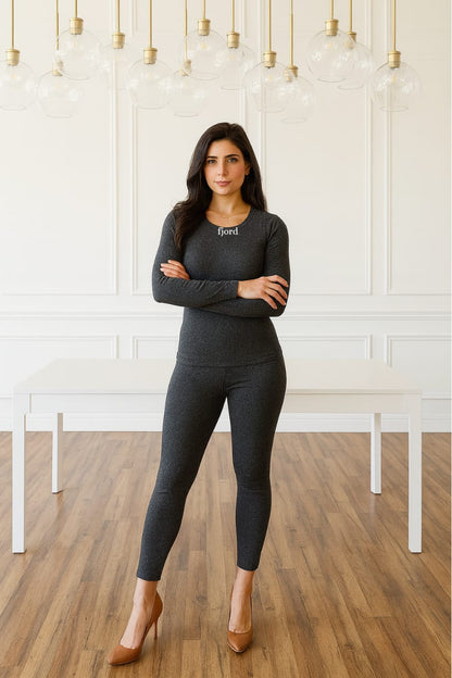 Men's Dark Grey Thermal Set-Long Sleeves Top and Legging